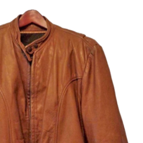 Brooks Leather Brown Motorcycle Jacket Size M - Picture 4 of 4